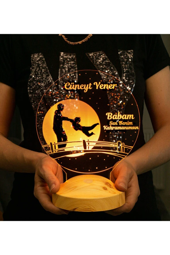 SEVGİ LAMBASI Canım Babam Erkek Figürlü Babalar Günü Hediyesi 3 Boyutlu Led Lamba