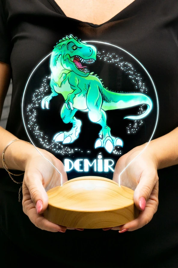 SEVGİ LAMBASI Çocuk Hediyesi Dinozor 3d Led Lamba T-rex Tasarımlı Çocuk Odası Gece Lambası - 2