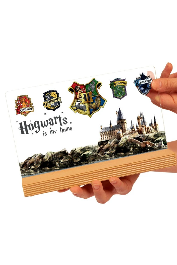 SEVGİ LAMBASI Harry Potter Hediyesi Hogwarts Binaları Hediye Paketli Şeffaf Çerçeve