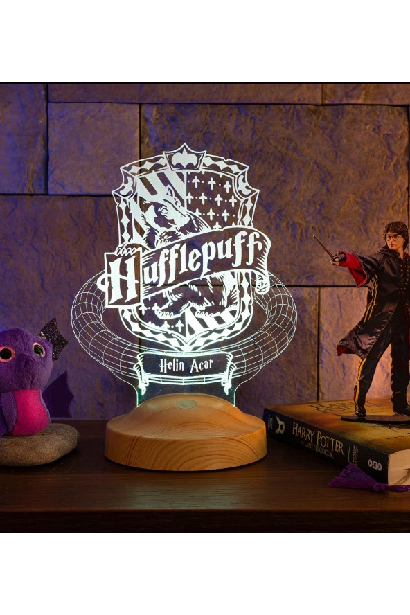 SEVGİ LAMBASI Harry Potter Hediyesi Hogwarts Hufflepuff Binası 3 Boyutlu Led Lamba, Hufflepuff Hediyesi