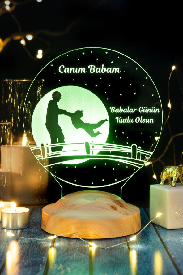 SEVGİ LAMBASI Canım Babam Erkek Figürlü Babalar Günü Hediyesi 3 Boyutlu Led Lamba - 5