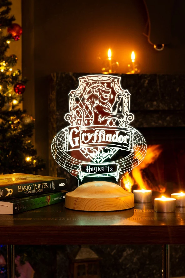 SEVGİ LAMBASI Harry Potter Hediyesi Hogwarts Gryffindor Binası Led Lamba, Gryffindor Hediyesi - 4