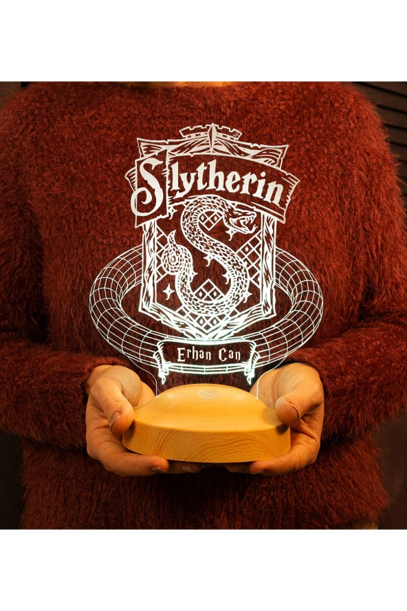SEVGİ LAMBASI Harry Potter Hediyesi Hogwarts Slytherin Binası Led Lamba - 7
