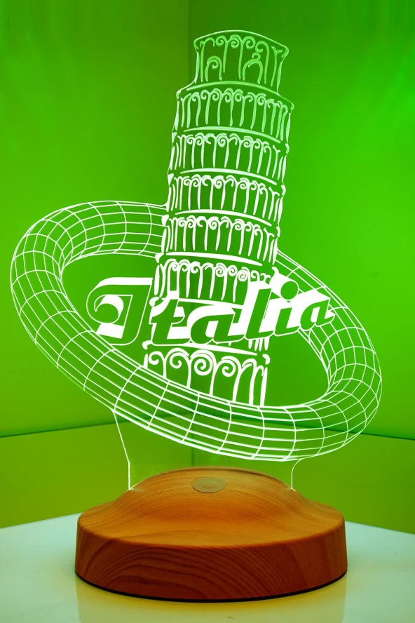 SEVGİ LAMBASI Pisa Kulesi Italya Aşıklarına Hediye, 3 Boyutlu Led Lamba - 6