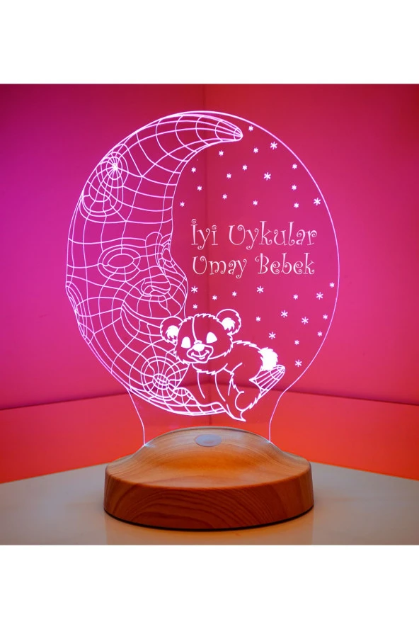 SEVGİ LAMBASI Aydede Ayıcık Hediyesi Erkek Çocuk Hediyesi, 3 Boyutlu Led Lamba, Çocuk I?çin Gece Lambası - 7