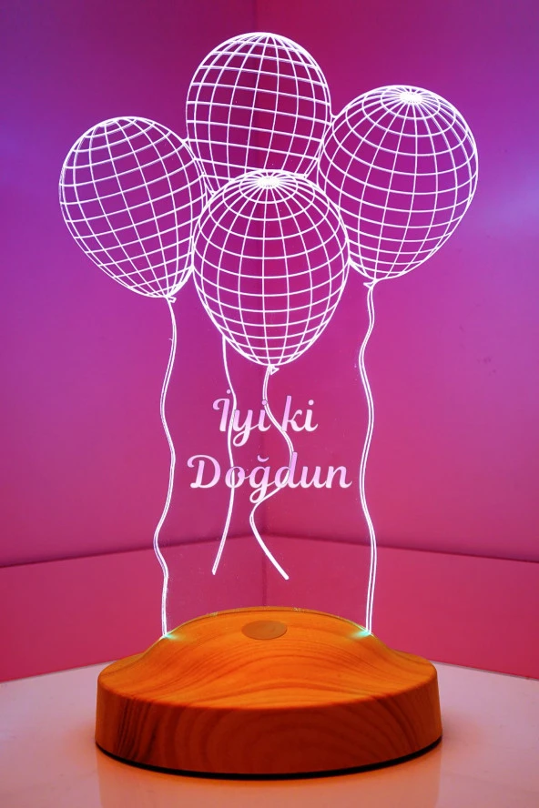 SEVGİ LAMBASI Iyi Ki Doğdun Hediyesi Balon 3 Boyutlu 3d Led Lamba