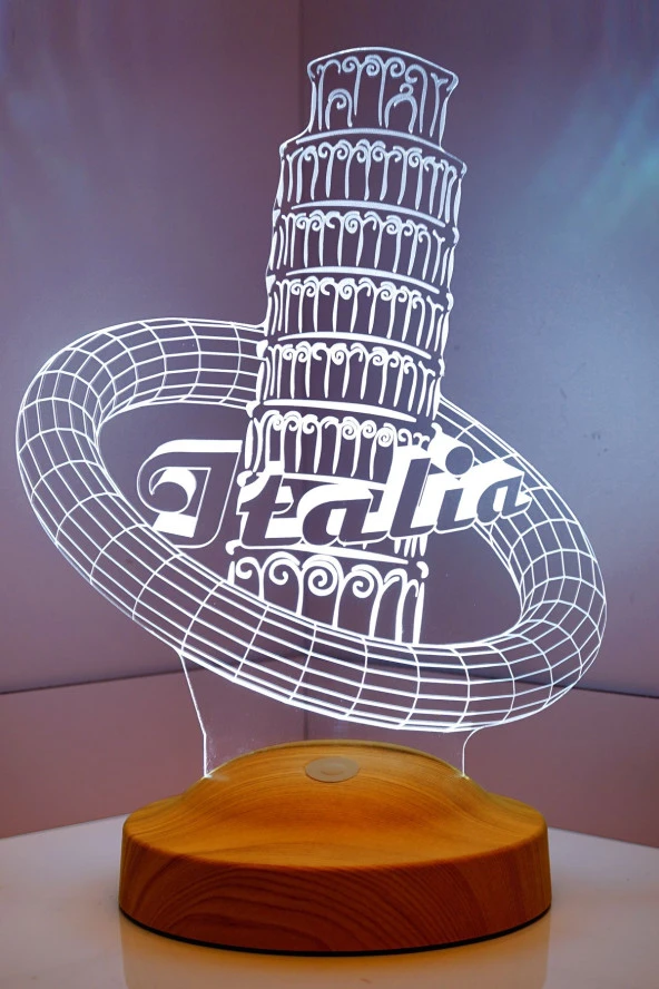 SEVGİ LAMBASI Pisa Kulesi Italya Aşıklarına Hediye, 3 Boyutlu Led Lamba