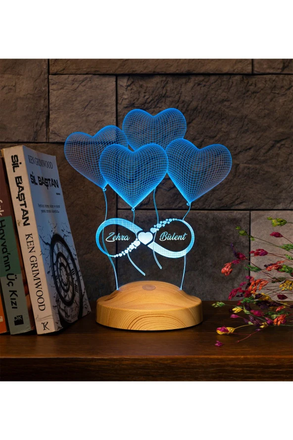 SEVGİ LAMBASI Sevgiliye Hediye, Eşe Yıldönümü Hediyesi, Sonsuz Aşk Hediyesi Seni Seviyorum 3 Boyutlu Led Lamba - 2