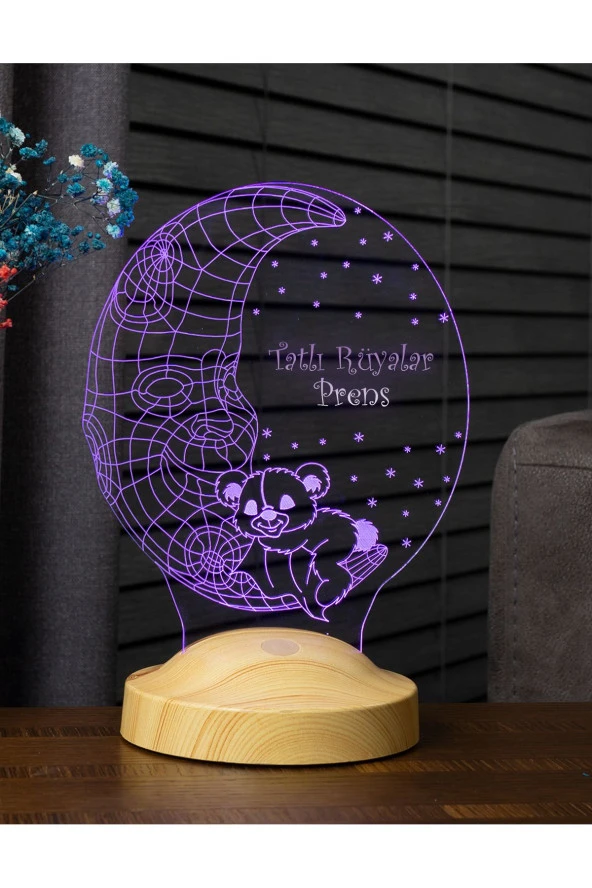 SEVGİ LAMBASI Aydede Ayıcık Hediyesi Erkek Çocuk Hediyesi, 3 Boyutlu Led Lamba, Çocuk I?çin Gece Lambası - 4