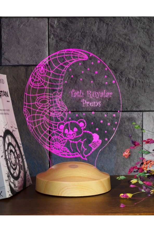 SEVGİ LAMBASI Aydede Ayıcık Hediyesi Erkek Çocuk Hediyesi, 3 Boyutlu Led Lamba, Çocuk I?çin Gece Lambası - 5