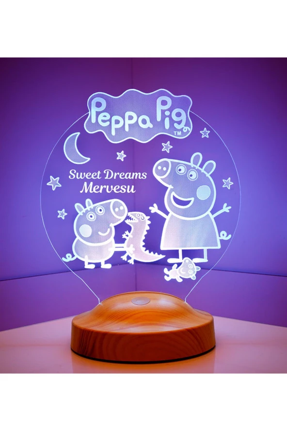 SEVGİ LAMBASI Peppa Pig Happy Birthday Hediyesi, Domuz Peppa Ailesi, Çocuk Gece Lambası Led