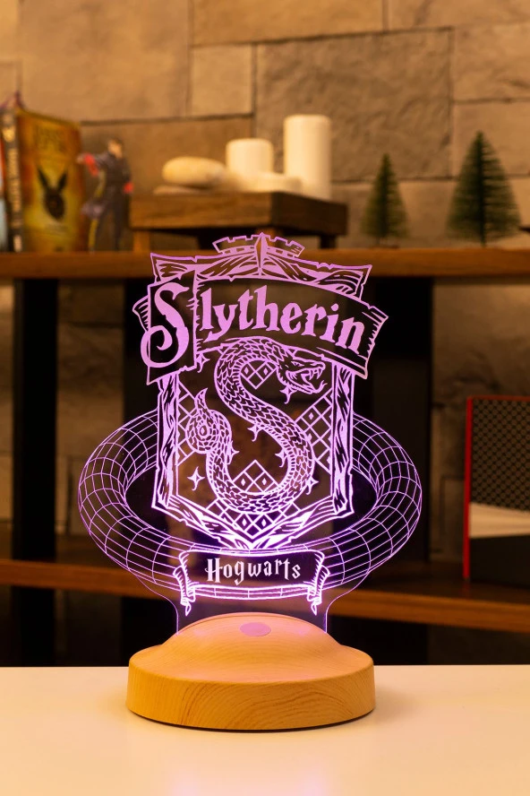 SEVGİ LAMBASI Harry Potter Hediyesi Hogwarts Slytherin Binası Led Lamba - 6