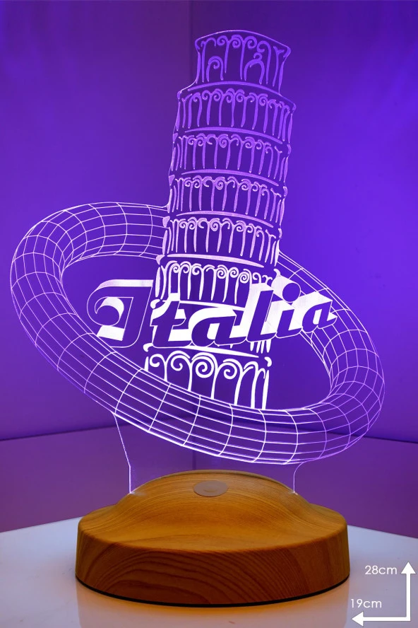 SEVGİ LAMBASI Pisa Kulesi Italya Aşıklarına Hediye, 3 Boyutlu Led Lamba - 3