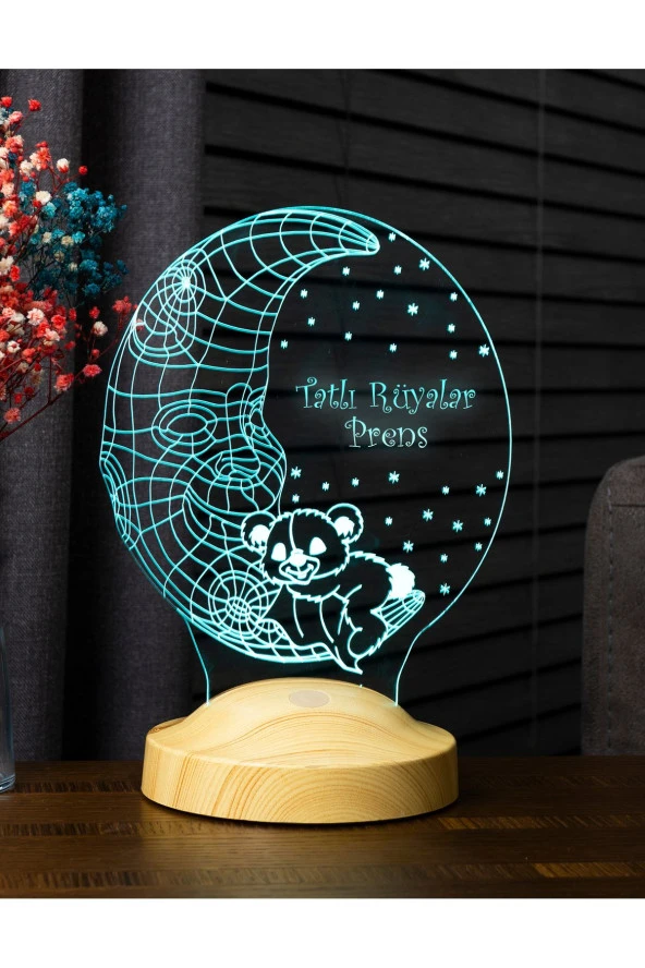 SEVGİ LAMBASI Aydede Ayıcık Hediyesi Erkek Çocuk Hediyesi, 3 Boyutlu Led Lamba, Çocuk I?çin Gece Lambası - 6