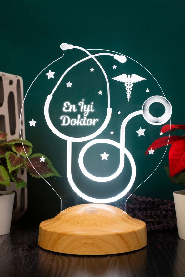 SEVGİ LAMBASI Doktora Hediye, Steteskop Doktor Hediyesi, Tıp Bayramı Hediyesi, 3d Led Lamba - Resim 3