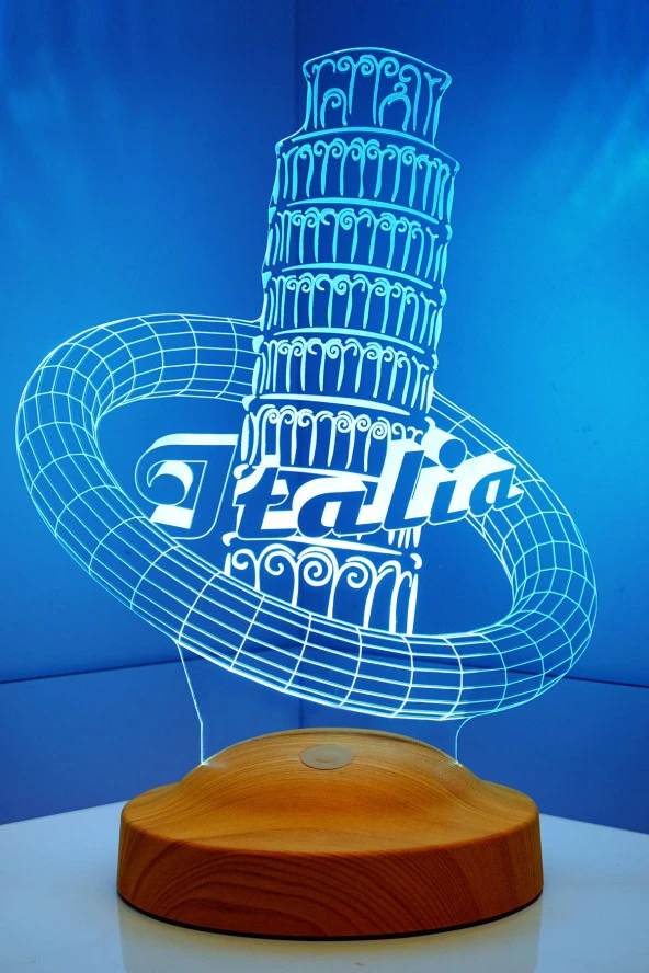 SEVGİ LAMBASI Pisa Kulesi Italya Aşıklarına Hediye, 3 Boyutlu Led Lamba - 5