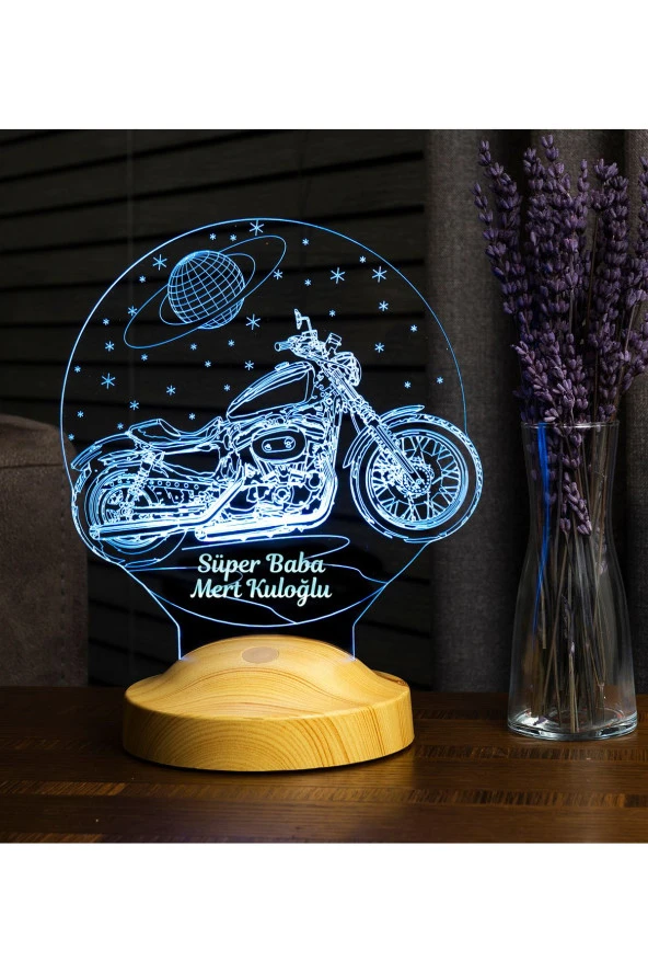 SEVGİ LAMBASI Babalar Günü Hediyesi, Babaya Motor Hediyesi, Süper Baba Motor, Motorsiklet Chopper Led Lamba