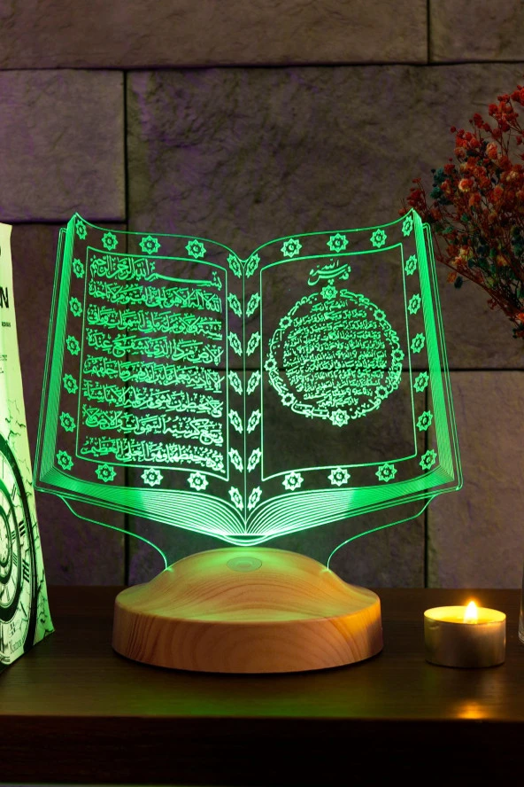 SEVGİ LAMBASI Hayırlı Ramazanlar Hediyesi Kuranı Kerim, Dini Hediye Gece Lambası, Işıklı Ramazan Süsü Led Lamba