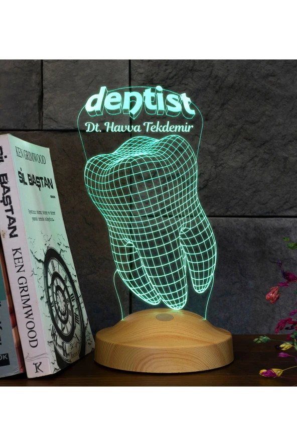 SEVGİ LAMBASI Diş Doktoru Hediyesi, Diş Teknikerine Hediye, Dentist 3d Led Lamba