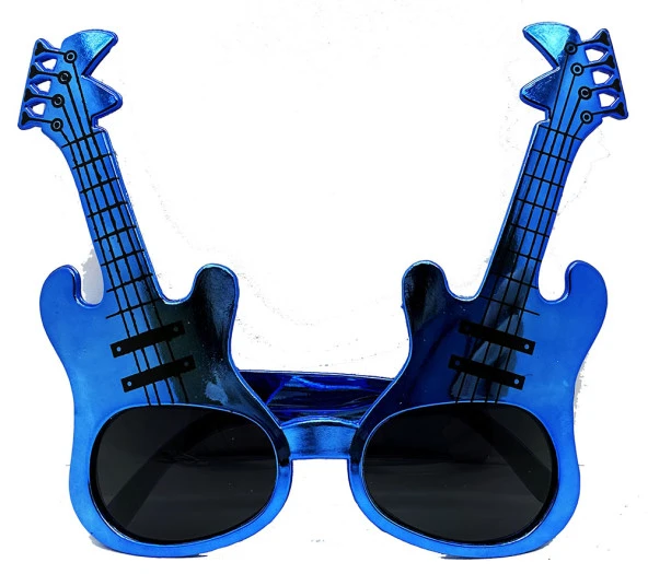 Mavi Renk Rockn Roll Gitar Şekilli Parti Gözlüğü 15x15 cm (44DEX34)