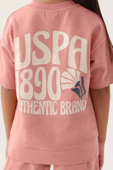 Us Polo Kız Çocuk Pembe Şortlu Pijama Takım 1808 - 3