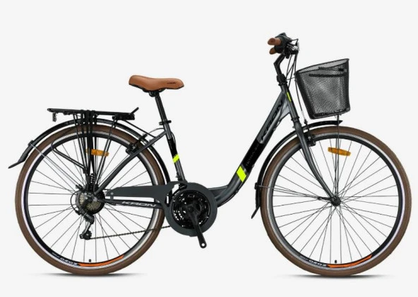 TETRA 3.0 - 26" City Bike - 15' - 21 Vites - V.B. - Mat Füme-Siyah/Neon Sarı