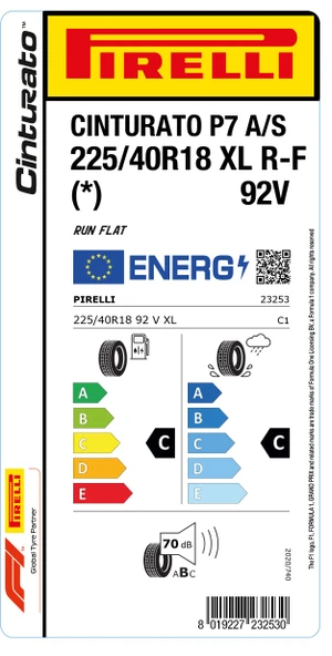 Pirelli 225/40R18 92V Xl Rft * Cınturato P7 All Season C-C-70 Lastiği (Üretim Yılı: 2023) ürün görseli 1