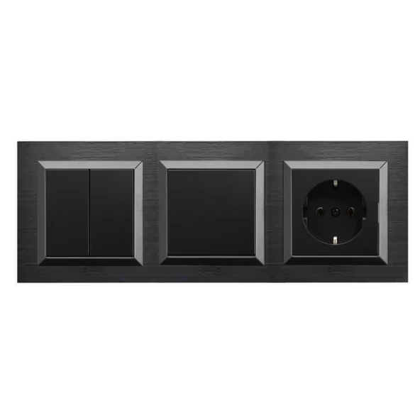 Ovivo Quantum Siyah 3'lü Set Komütatör, Anahtar ve Topraklı Priz Set