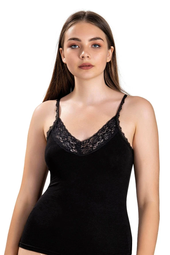 Jiber 614 Kadın Dantelli İp Askılı Atlet - 2