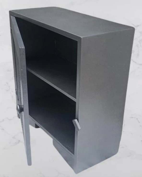 Hobi ADN 90354 Model Dekoratif Tezgah Telli Dolap Gümüş Gri Renk Ahşap MDF ElYapım - 3