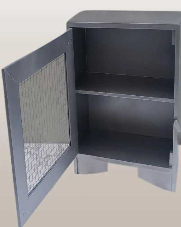 Hobi ADN 90354 Model Dekoratif Tezgah Telli Dolap Gümüş Gri Renk Ahşap MDF ElYapım - 2