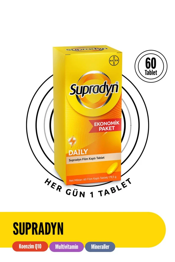 SUPRADYN 60 Film Kaplı Tablet | Koenzim Q10, Multivitamin Ve Mineral Içeren Takviye Edici Gıda