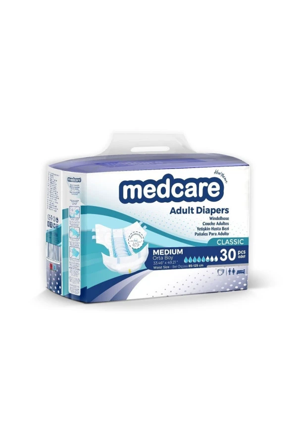 MEDCARE Yetişkin Hasta Bezi Medium Classic (Orta Boy) 30 Adet