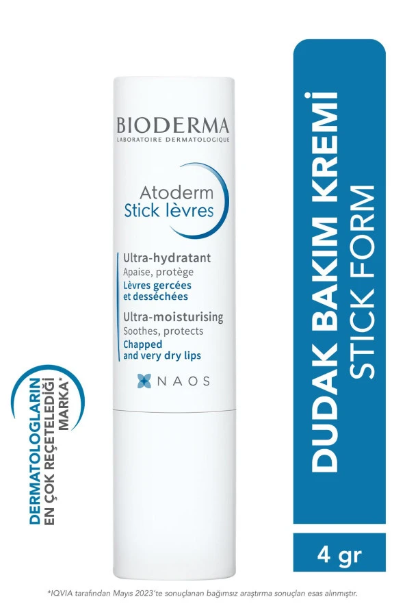 BİODERMA Atoderm Lip Stick Besleyici, E Vitamini ve Shea Yağı İçeren Nemlendirici Dudak Bakım Kremi 4 gr