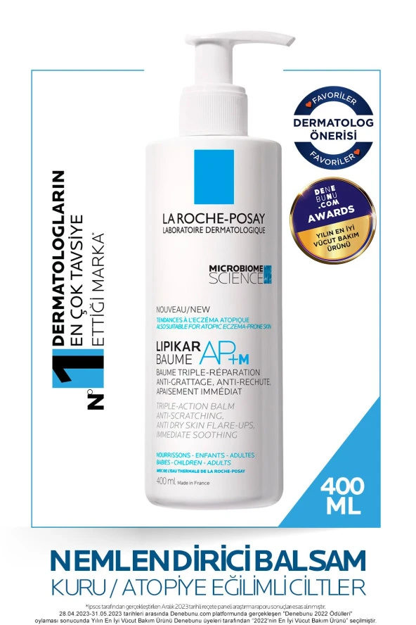 LA ROCHE POSAY Lipikar Baume Nemlendirici Balsam AP Kuru/Atopiye Eğilim Gösterebilen Ciltler 400ml