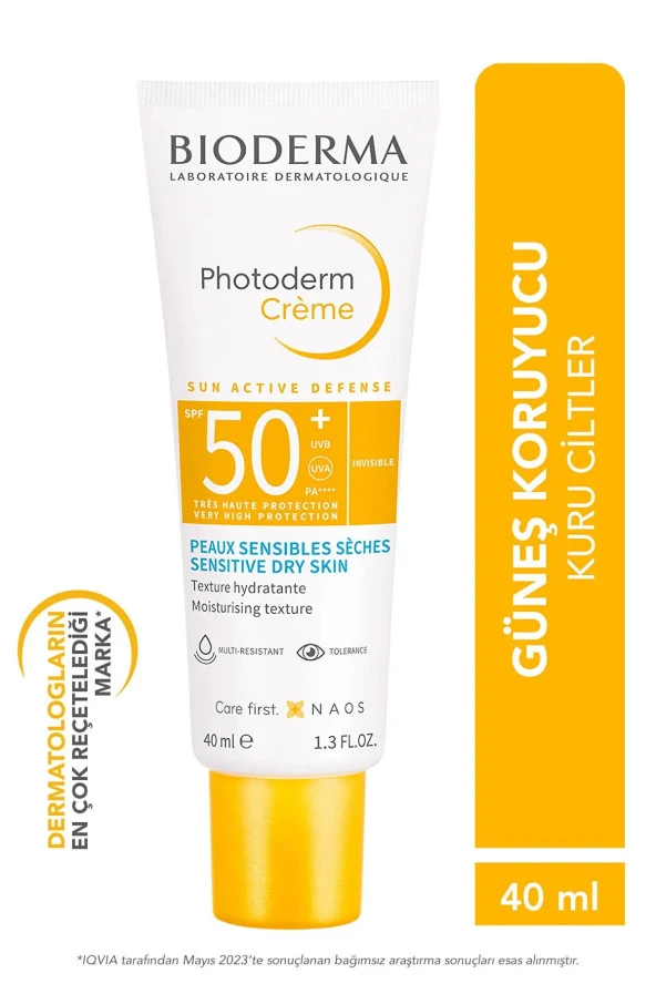 BİODERMA Photoderm Cream SPF50+ Kuru Ciltler için Yüksek Korumalı Yüz Güneş Kremi 40 ml