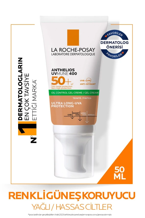 LA ROCHE POSAY Anthelios Oil Control Gel Cream Spf50 Yağlı Ve Karma Ciltler I?çin Renkli Yüz Güneş Kremi 50ml