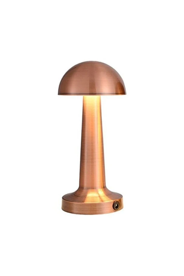 Cata Ct-8430 Masa Lambası Ledli Masa Lambası - Şarjlı Mantar Gece Lambası Led Abajur - Rose Gold - 25cm