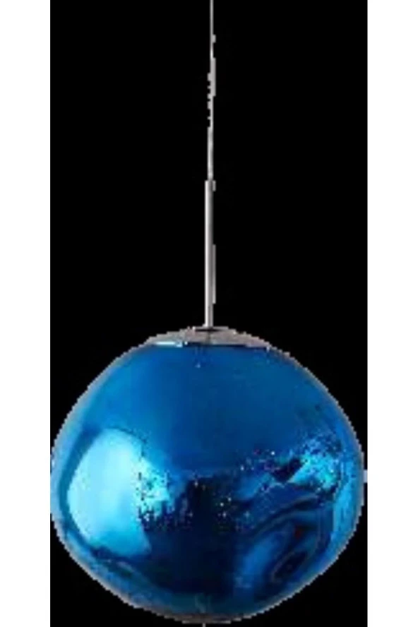 Crystal Palace Balon Avize - Tekli Sarkıt Avize - Balonlu Avize - Mavi Lacivert Salon Avizesi - 48cm