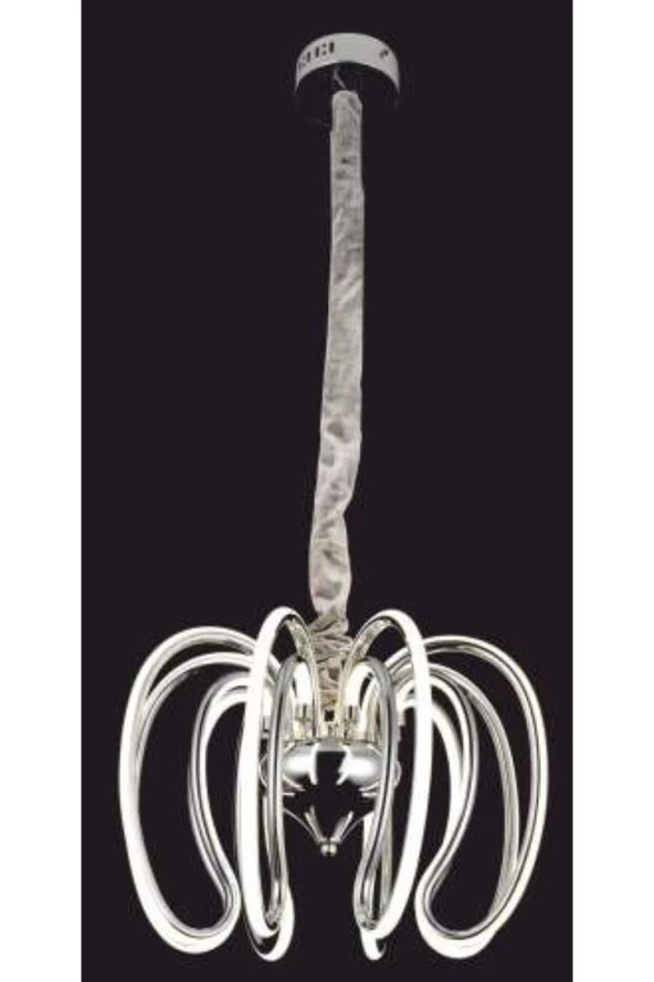 Crystal Palace Led Avize - Gümüş Rengi Ledli Avize - Krom Tekli Sarkıt Avize - Salon Avizesi - 40*100CM - 1