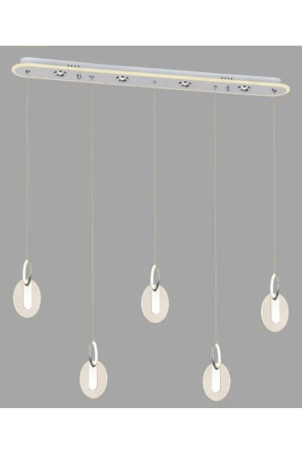 Crystal Palace Led Avize - Ledli Avize - 5lü Sarkıt Avize - Salon Avizesi - Ledli Lamba - 100*12*100CM