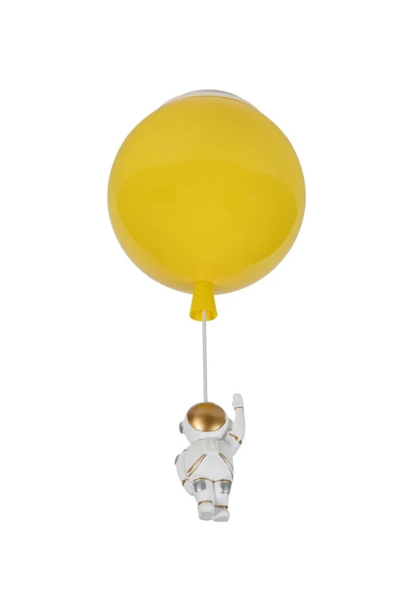 Crystal Palace Uzay Avize - Bebekgenç Çocuk Odası Avizesi - Astronot Avize - Sarı Balon Astronotlu Balonlu Avize