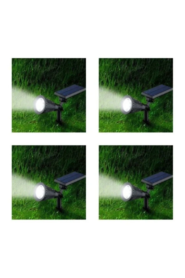 Crystal Palace 4 Adet  Solar Led Bahçe Aydınlatması - Ledli Cim Lambası - Güneş Enerjili Saplamalı 2 Kademeli