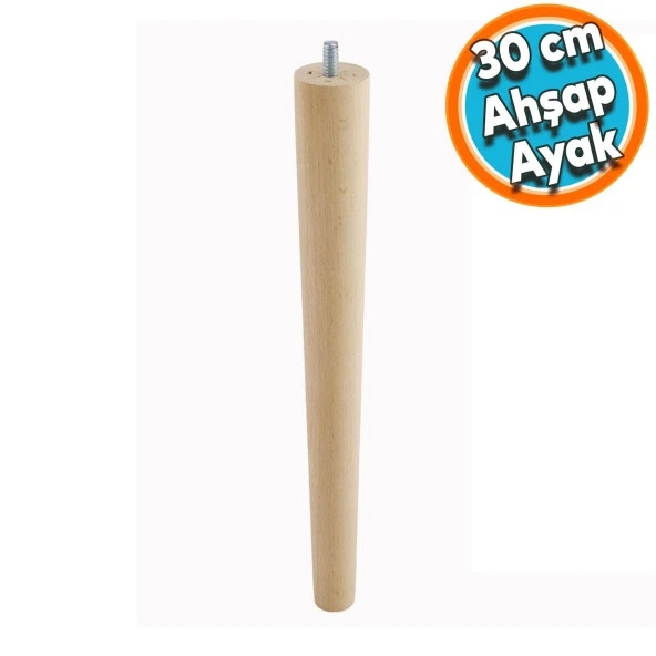 Ahşap Ayak Sehpa Masa Baza Çekyat Puf Tabure Ünite Koltuk Ayağı Mobilya Ayakları Silindir Destek M8 Civatalı 30 cm