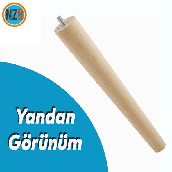 Ahşap Ayak Sehpa Masa Baza Çekyat Puf Tabure Ünite Koltuk Ayağı Mobilya Ayakları Silindir Destek M8 Civatalı 30 cm - 4