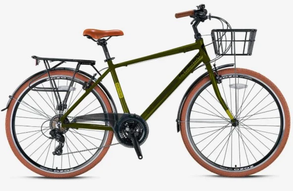 CX 100 - 26" City Bike - Man - 17' - 21 Vites - V.B. - Mat Haki-Siyah/Sarı