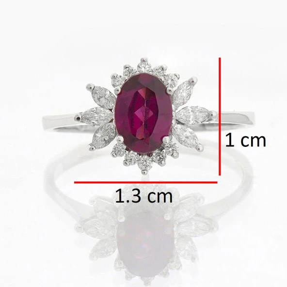 Lotus Çiçeği Rhodolite Tektaş Pırlanta Yüzük - Resim 5