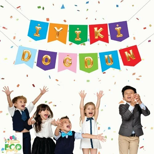 Renkli Gold İyiki Doğdun Zarflı Banner ürün görseli