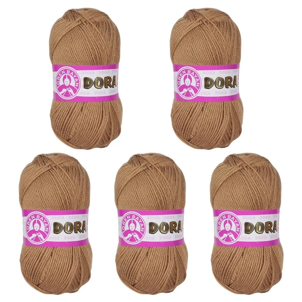 Ören Bayan Dora Örgü İpi - Sütlü Kahverengi - 5'Li Paket - ( Renk Kodu : 099 ) ürün görseli 1