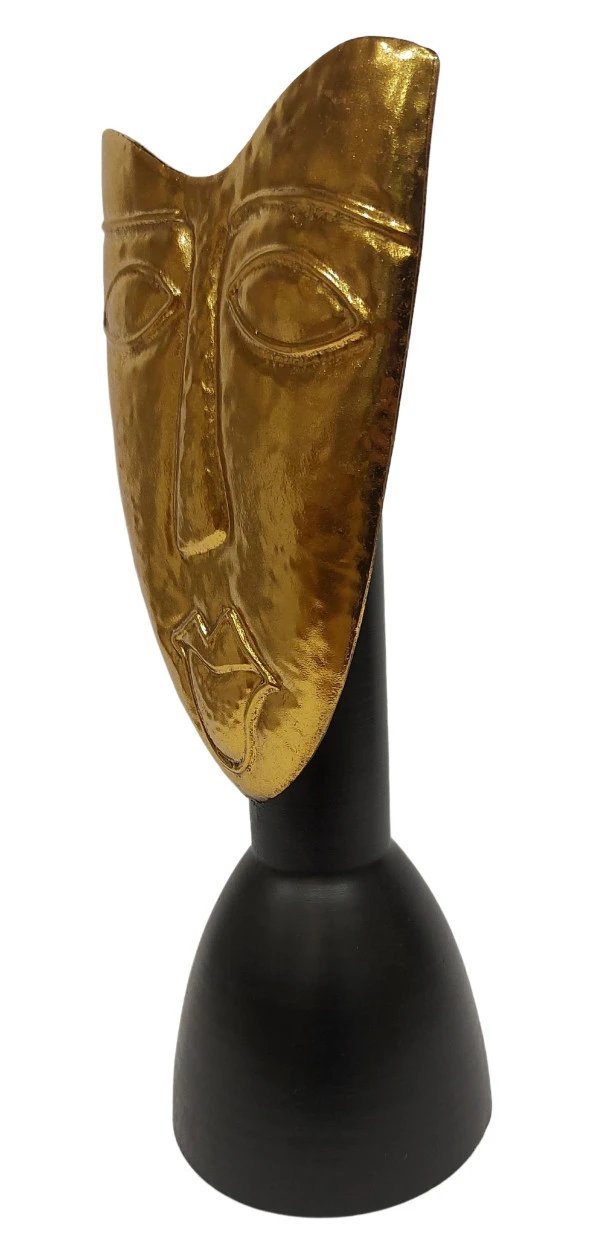 Biev Metal Vazo Yüz Kabartmalı 21x16x43 cm - 2